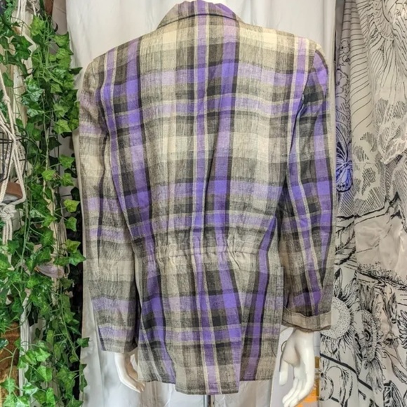 MONDI Germany vintage 100% Linen plaid blazer - Picture 6 of 7